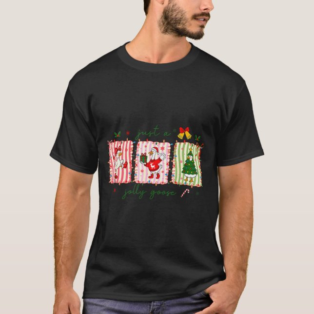 Camiseta Just A Jolly Goose Christmas Lights Ne Bow Coquett (Frente)