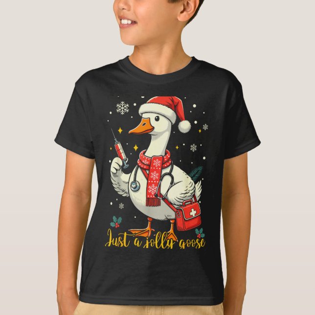 Camiseta Just A Jolly Goose Nurse Christmas Funny Goose Nur (Frente)