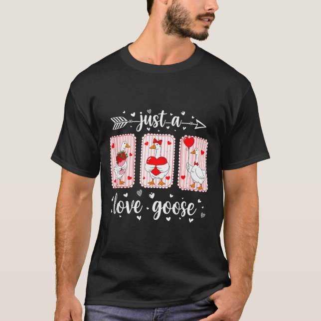 Camiseta Just A Love Goose Funny Valentine Cute Goose For W (Frente)