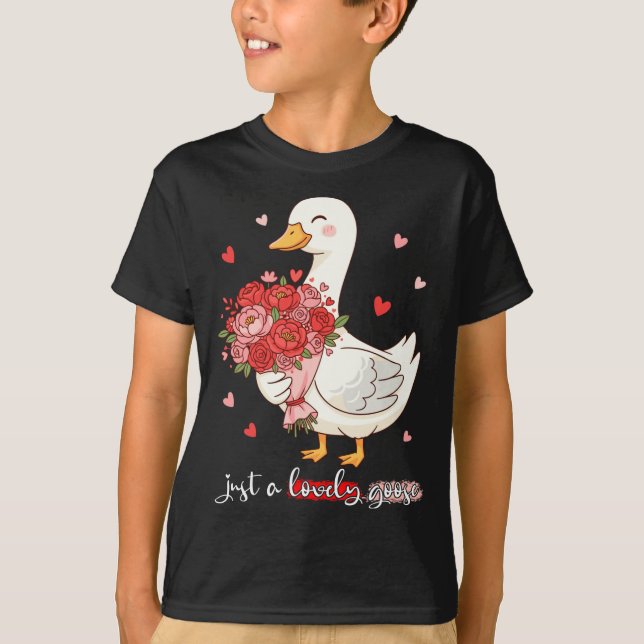 Camiseta Just A Lovely Goose Bouquet Roses Floral Valentine (Frente)