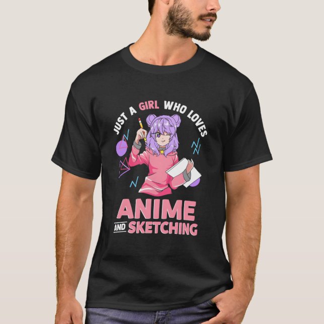 Camiseta Just A Who Loves Anime And Sketching Drawing (Frente)