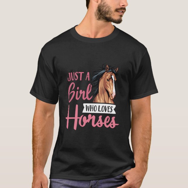 Camiseta Just A Who Loves Horses Horseback Riding Lesson (Frente)