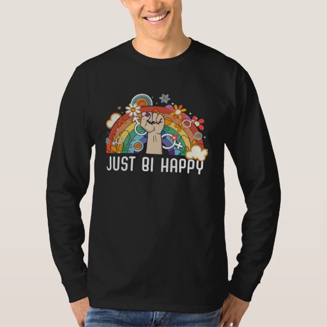 Camiseta Just Bi Happy Bisexual Pride March Bisexuality LGB (Frente)