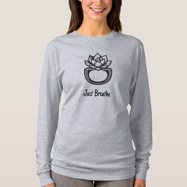 Camiseta Just Breathe Minimalist Succulent Lotus Graphic |  (Frente)