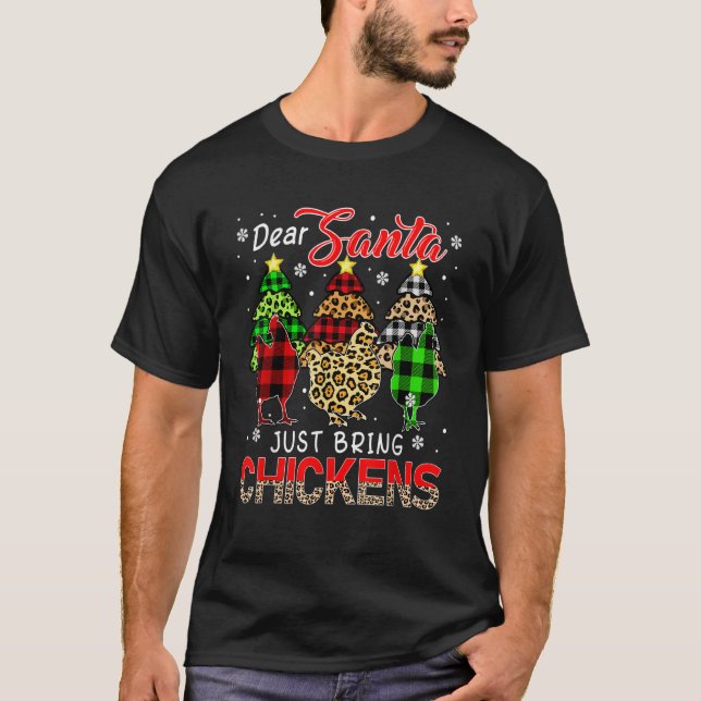 Camiseta Just Bring Chickens Three Leopard Plaids Chickens  (Frente)