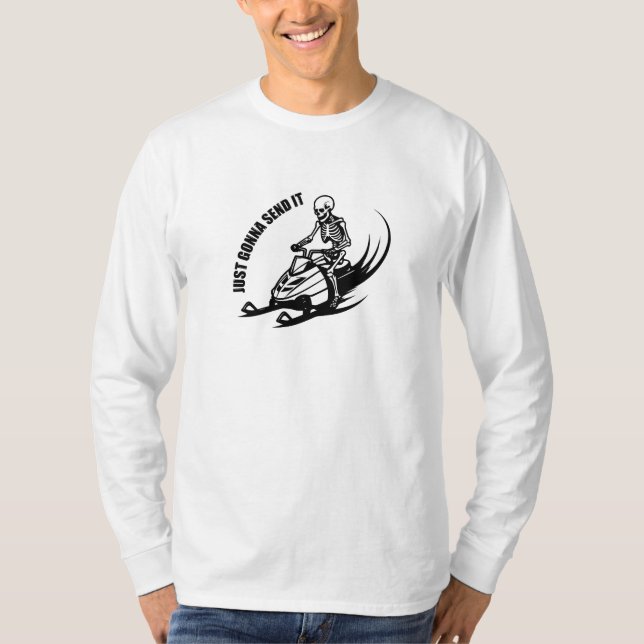 Camiseta Just gonna send it | crazy skeleton ridding snowmo (Frente)