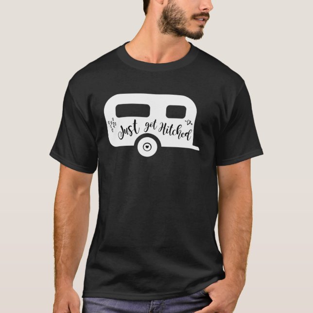 Camiseta Just Got Hitched Bride Groom Camping Couple weddin (Frente)