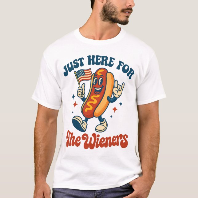 Camiseta Just Here For The Wieners Funny Hot Dog Rock (Frente)