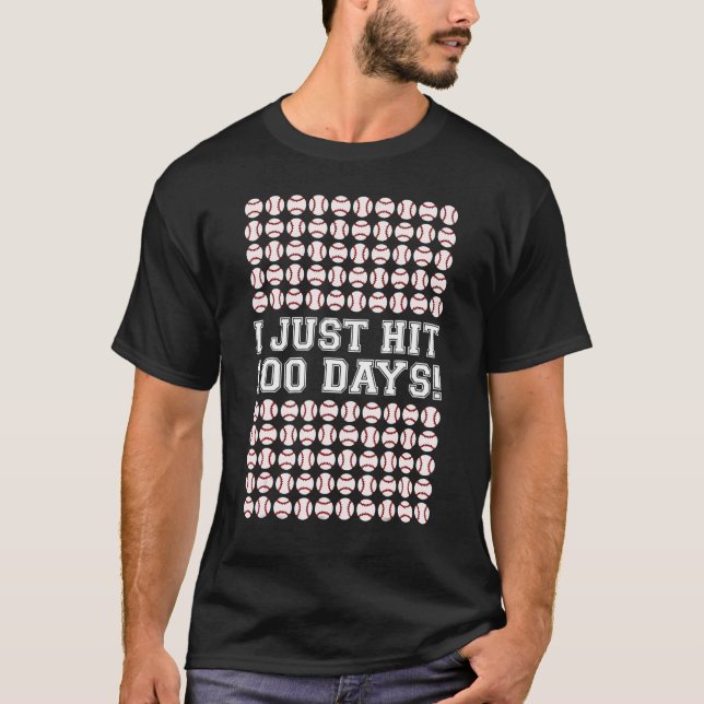 Camiseta Just Hit 100 Days Of School Baseball Teacher Boys  (Frente)