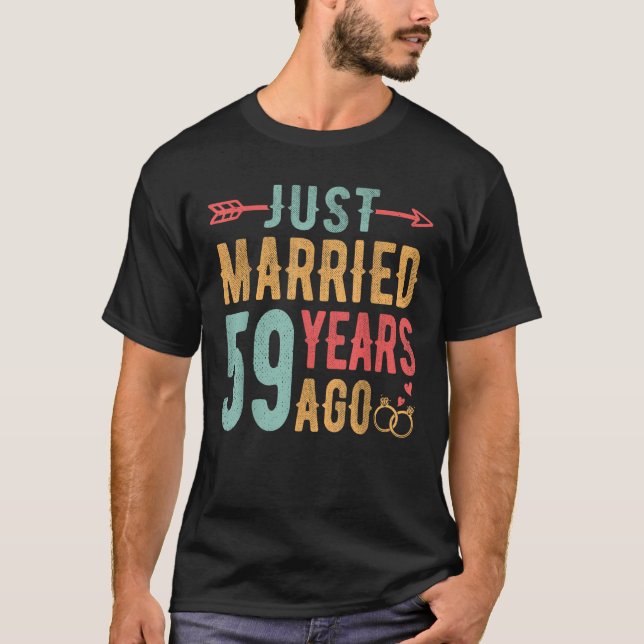 Camiseta Just Married 59 Years Ago 59th Wedding Anniversary (Frente)