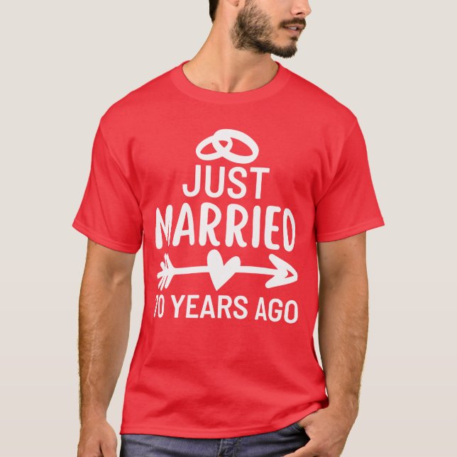 Camiseta Just Married 70 Years Ago Wedding Anniversary fami (Frente)