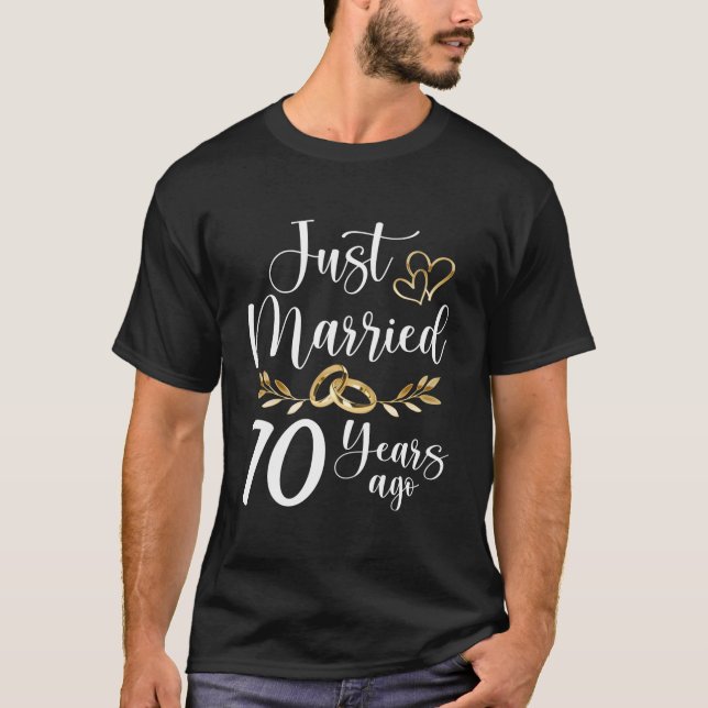 Camiseta Just Married 70Th Married 70 Years Ago Wedding Ann (Frente)