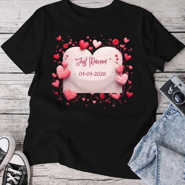 Camiseta Just Married Est 2026 Wedding Wife,Custom date (Criador carregado)