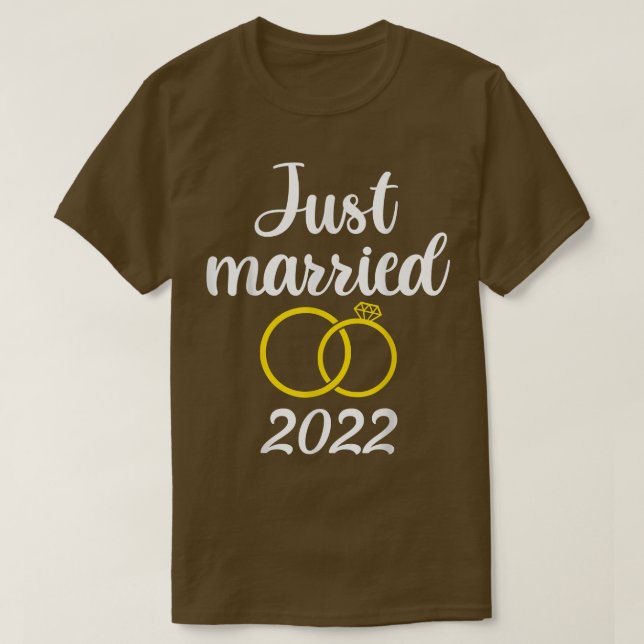 Camiseta Just Married Wedding Ring s, Mr & Mrs Couples Matc (Frente do Design)
