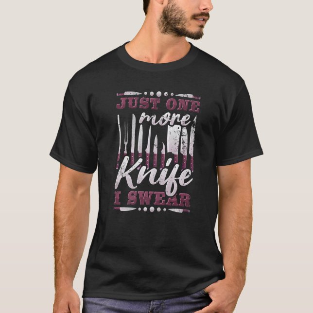 Camiseta Just One More Knife I Swear, Knife Collector Premi (Frente)