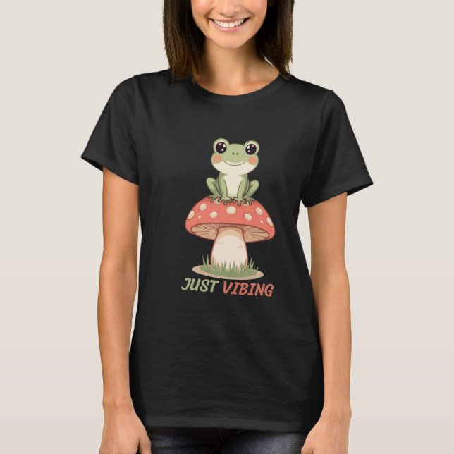 Camiseta Just Vibing Frog Mushroom T-Shirt (Frente)