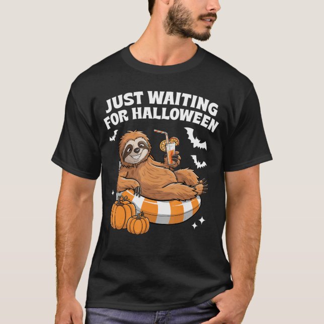 Camiseta Just Waiting For Halloween Cute Lazy Sloth Hallowe (Frente)