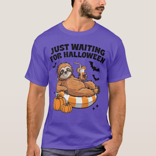 Camiseta Just Waiting For Halloween Cute Lazy Sloth Hallowe (Frente)