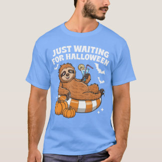 Camiseta Just Waiting For Halloween Cute Lazy Sloth Hallowe