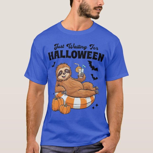 Camiseta Just Waiting For Halloween Cute Lazy Sloth Hallowe (Frente)