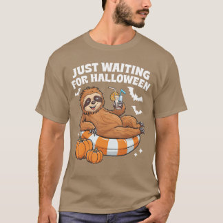 Camiseta Just Waiting For Halloween Cute Lazy Sloth Hallowe