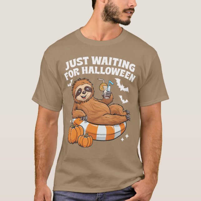 Camiseta Just Waiting For Halloween Cute Lazy Sloth Hallowe (Frente)