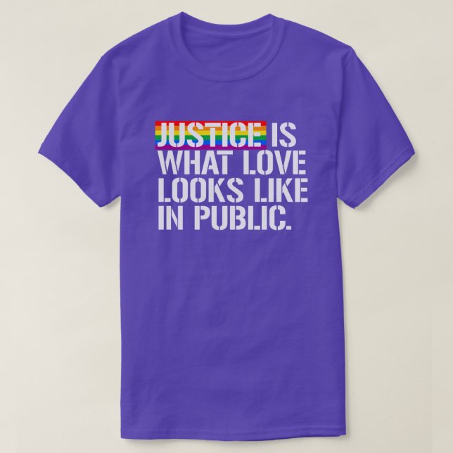 Camiseta Justiça é como o amor se parece em público (Frente do Design)