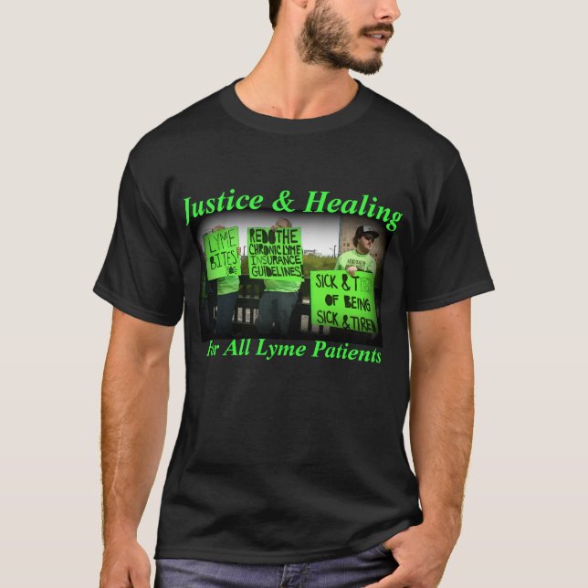 Camiseta Justiça e cura para todos os doentes de Lyme (Frente)