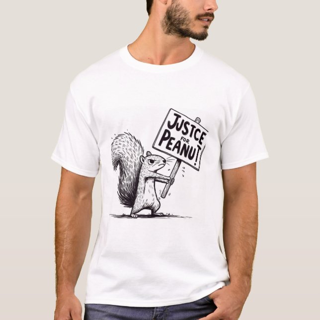 Camiseta Justiça para amendoim: Design de Protesto Engraçad (Frente)
