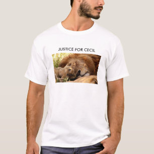 Camiseta Justiça para Cecil o Leão com seu Filhote