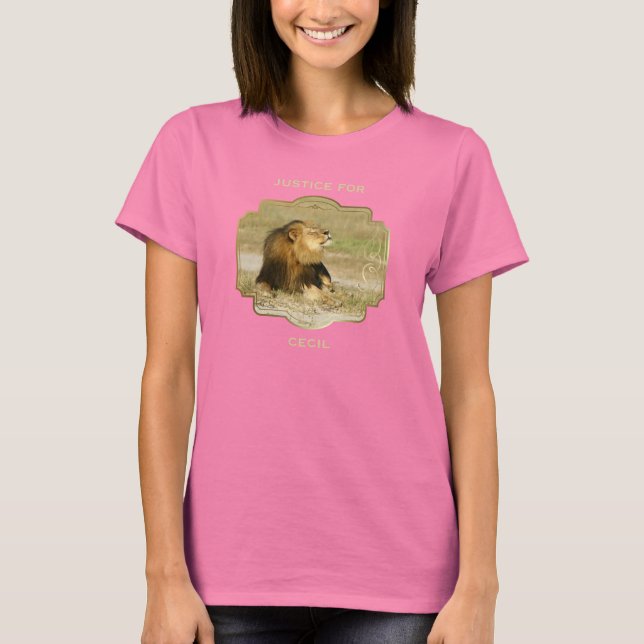 Camiseta Justiça para Cecil o Leão Matado na África (Frente)