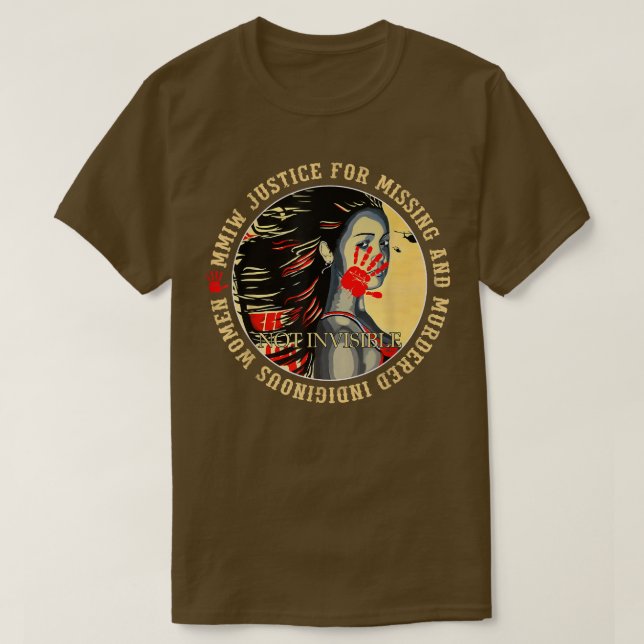 Camiseta Justiça para MMIW em falta de Indígenas Resil Assa (Frente do Design)