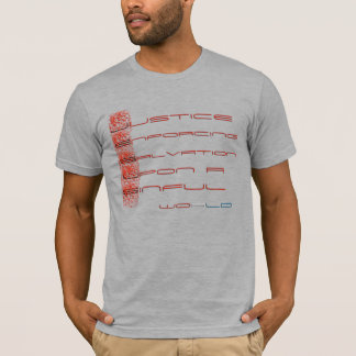 Camiseta Justiça que reforça o salvação em cima de um mundo