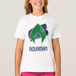 Camiseta Justice League Brush & Halftone Aquaman Symbol