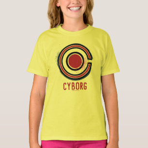 Camiseta Justice League Brush & Halftone Cyborg Symbol