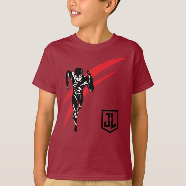 Camiseta Justice League | The Flash Running Noir Pop Art (Frente)