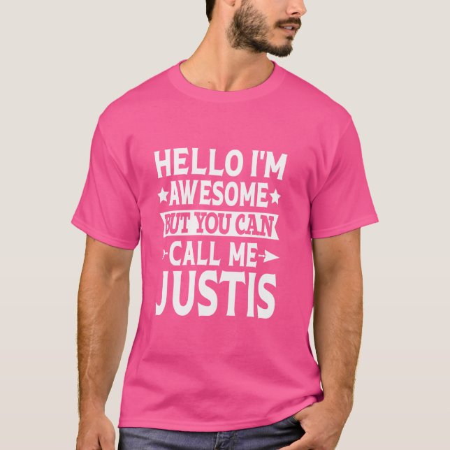 Camiseta Justifica Nome Engraçado Olá Sou Incrível Chame-me (Frente)