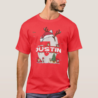 Camiseta Justin Christmas w Justin Name para xmas engraçado