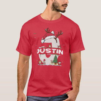 Camiseta Justin Christmasw Justin Name para o xmas engraçad