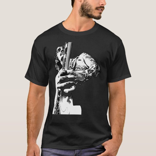 Camiseta Justin Hawkins É Um Deus Do Rock (Frente)