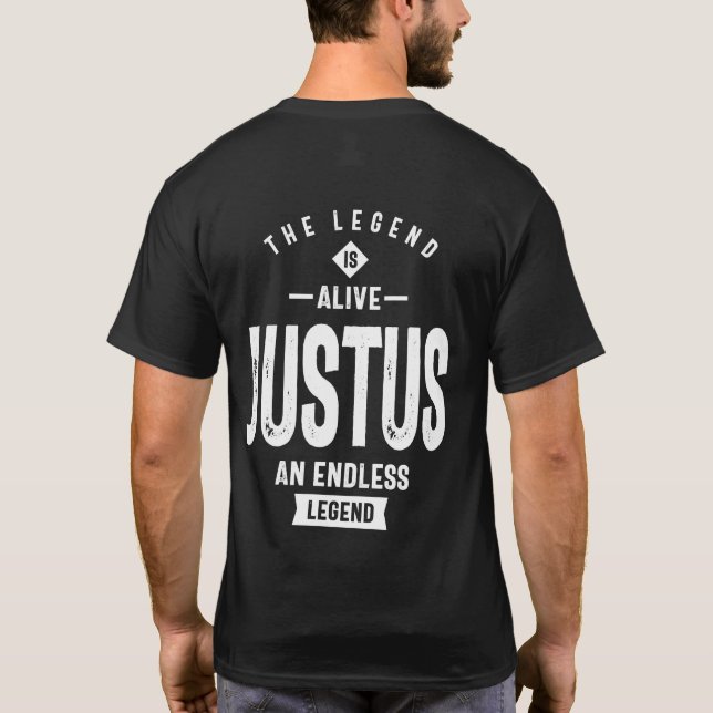 Camiseta Justus Personalizado Nome Aniversário Presente (Verso)