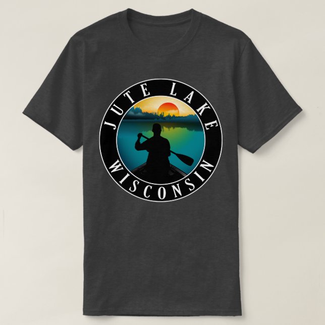 Camiseta Jute Lake Wisconsin Canoeing (Frente do Design)