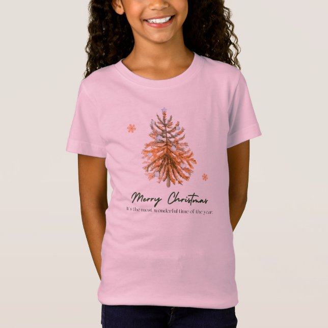 Camiseta Juvenil de Natal Rosa  (Frente)