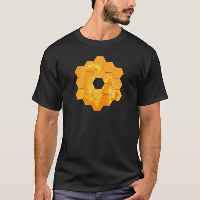 Camiseta JWST NASA, James Webb Space Telescope, Dourado. (Frente)
