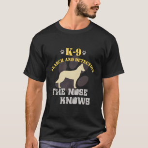 Camiseta K9 Detecção de Cachorro Malinois Belga Rastreament