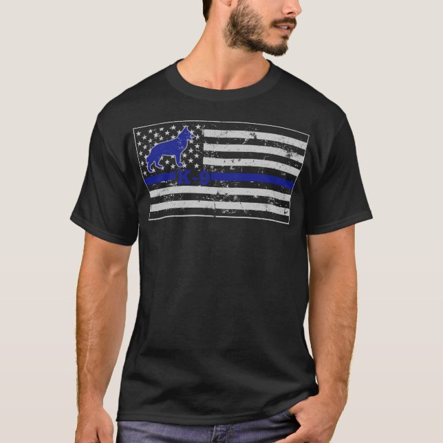 Camiseta K9 diluem a bandeira de Blue Line (Frente)