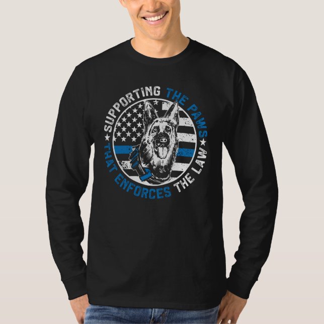Camiseta K9 Police Dog Supporting The Paws K9 Police Office (Frente)