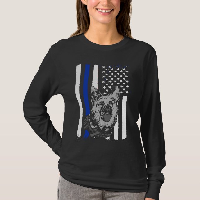 Camiseta K9 Police Officer Blue Line  K9 Police Dog Graphic (Frente)