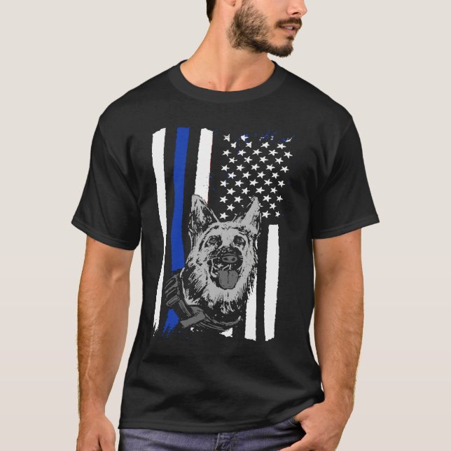 Camiseta K9 Police Officer Blue Line  K9 Police Dog Graphic (Frente)