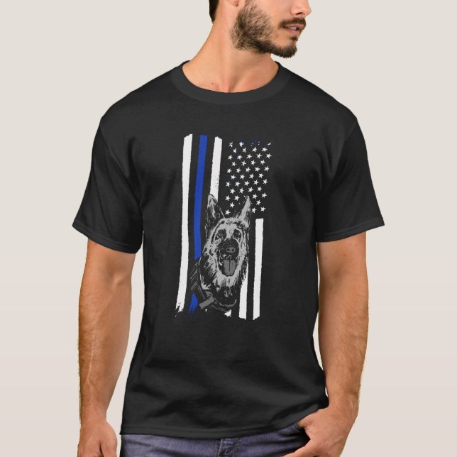 Camiseta K9 Police Officer Blue Line K9 Police Dog Graphic (Frente)